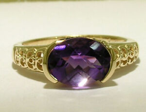 R160 Genuine 9K Gold or Silver Natural Oval Amethyst Solitaire Ring in your size