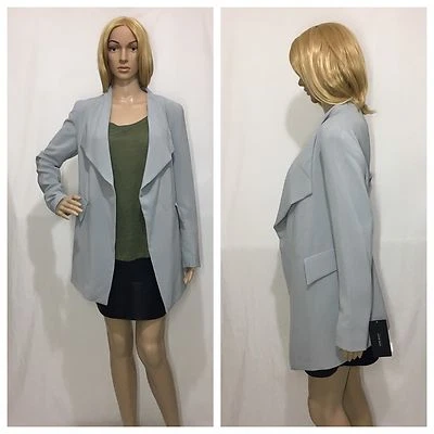 ZARA BLUE GREY FLOWING CREPE LOOSE FIT BLAZER JACKET SIZE UK M BNWT - Image 1 of 4