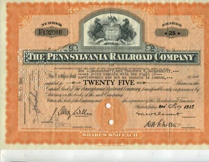 Pennsylvania Railroad Co. 3 Stock Certificates 1945-1966 See Scans - Picture 1 of 6