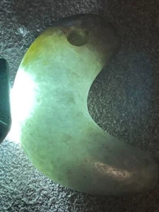 Choji Kopf Bogenförmiges Magatama von der Yayoi bis Kofun Periode ausgegrabene Jade - Bild 1 von 19