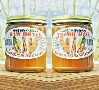 MIEL CRUDA con Jengibre, Cúrcuma Canela Paquete de 2 12oz Cada uno Foto 1 de 4