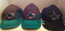 Lot of 3 Nhl San Jose Sharks Youth Size Caps Hats Reebook Old Time Hockey Adjust