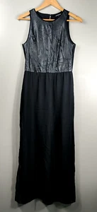 Gianni Bini Grace Dress Faux Leather and Chiffon Black Women's Small - Picture 1 of 11