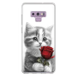 For Samsung Galaxy Note 9 Shockproof Hybrid Case, Baby Kitten Red Rose - Picture 1 of 1
