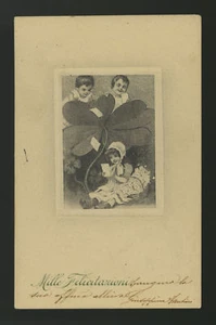 cartolina d'epoca-post card-QUADRIFOGLIO-quatrefoil-fortuna MILLE FELICITAZIONI - Imagen 1 de 1