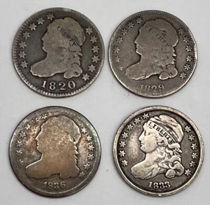 1820 - 1836 Capped Bust Dime - Lot of 4 (J64) - Picture 1 of 10