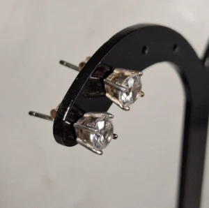 Sterling Silver Cubic Zirconia Studs Bezel Setting Classic 925 - Picture 1 of 24