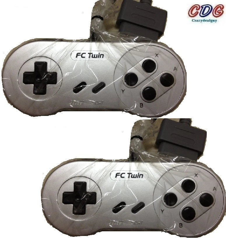 Silver 2 x FC Controller for FC Twin NES/SNES Video Game System - Image 1 of 1