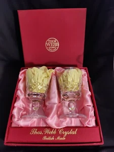 Boxed Thomas Webb Crystal Kingswinford Set 2 Wine Goblets Glasses - Picture 1 of 6