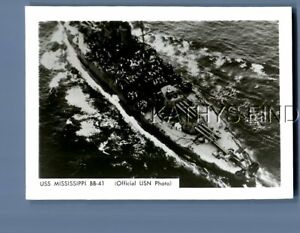 FOUND B&W PHOTO H+3412 VIEW LOOKING DOWN AT USS MISSISSIPPI BB-41