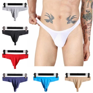 Mens Ice Silk U Pouch Briefs Seamless G-string Thongs Panties T-back Underwear - Picture 1 of 32