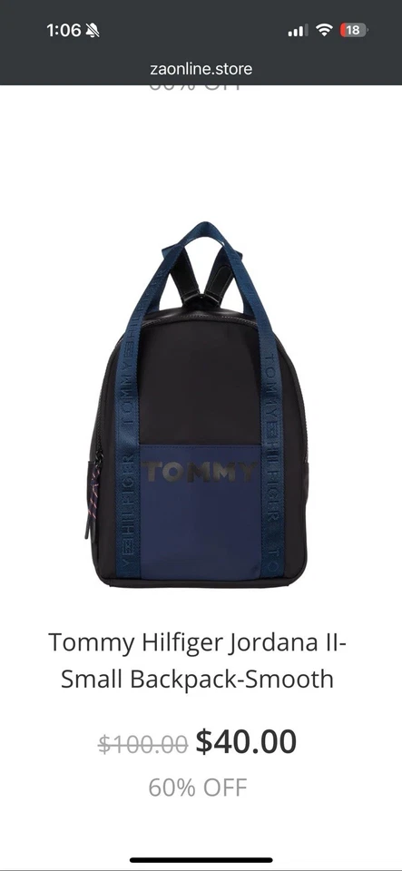 Mochila pequeña Tommy Hilfiger Jordana II acabado liso Foto 1 de 1