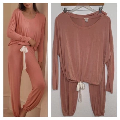 Eberjey Women Gisele Tencel Modal Slouchy Pajama Set Size XS Pink Luxury Lounge - Image 1 of 4