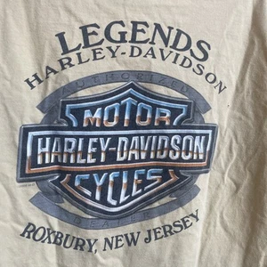 Vintage Harley Davidson T-shirt Roxbury New Jersey Legends Size M Yellow 2008 - Picture 1 of 9