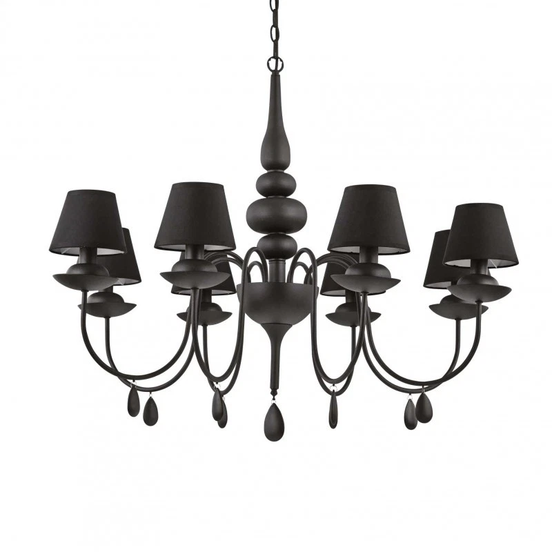 Blanche Sp8 Nero Ideal Lux Lampada a Sospensione con 8 Luci codice 111896