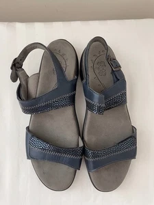 Sas Damenschuhe Nudu marineblau US 9,5 N Absatzriemen Leder bequeme Sandalen - Bild 1 von 7