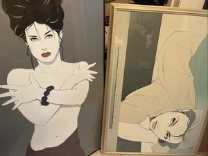 2 Vintage White Lady Patrick Nagel Poster Framed Art Deco Classic Visions Mirage - Picture 1 of 11
