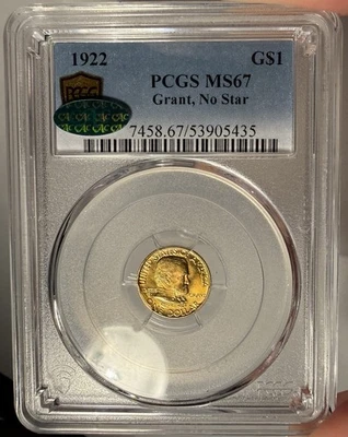 Dólar de oro conmemorativo subvención CAC MS 67 1922 $1 GRADUACIÓN PROFESIONAL - sin estrella Foto 1 de 3