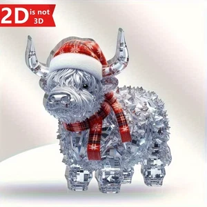 A Highland Cow Ornament, Christmas Crystal Style Desktop Decor, Suitable as a Bi - Picture 1 of 12