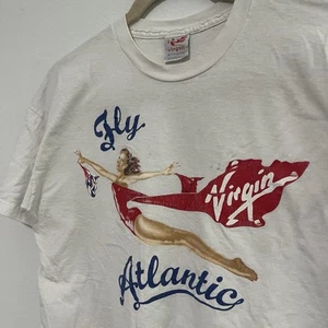Vintage Fly Virgin Atlantic Princess Diana Airlines Shirt Mens Size Large Promo - Picture 1 of 7