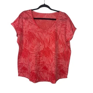 Joe Fresh Lightweight Coral Floral Short Sleeve Top Size XL Sheer - Picture 1 of 6