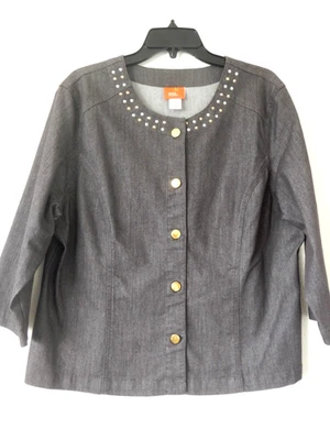 Chaqueta con botones HEARTS OF PALM para mujer 18 granito estrás tachonada manga 3/4 Foto 1 de 4