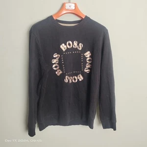 Hugo Boss Athleisure Sambo Circle Spellout Crewneck Sweatshirt Black Large - Picture 1 of 8