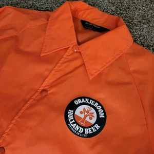 Vintage 70s Beer Jacket Oranjeboom Holland Large 27x22 Lightweight Nylon - Picture 1 of 5