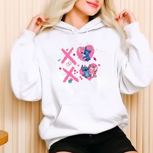 Lilo And Stitch Valentine Hoodie, Xoxo Valentines Pullover, Valentine Hood Top - Picture 1 of 11