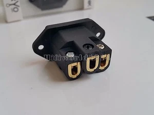 1x Chasis de enchufe de entrada de alimentación IEC 320 C14 cobre puro chapado en oro HIFI - Imagen 1 de 3