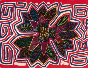 Mola fiore orchidea giungla nero e rosso - Foto 1 di 10