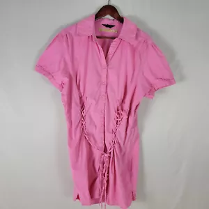 Rocawear Womens Shirt Dress Plus Size 3XL Pink Short Sleeve Button Down Straps - Picture 1 of 10