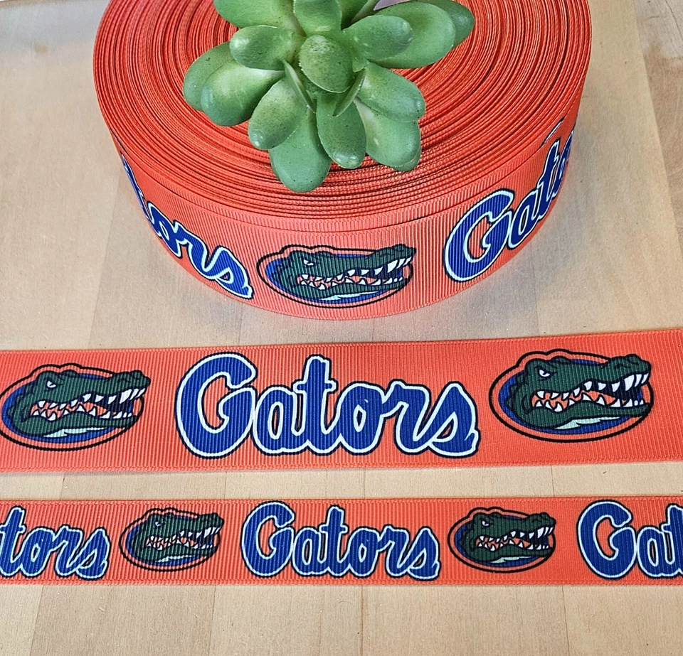 5/8, 7/8 & 1.5"(1 YD) University of Florida Grosgrain Ribbon Florida Gators Logo - Image 1 of 1