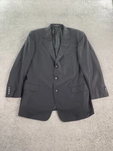 Ermenegildo Zegna Suit Jacket 46 R Black Wool Striped Designer Italy Trofeo - Picture 1 of 19