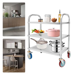 3 Ebenen Edelstahl Allzweck Servier Aufbewahrung Rollwagen Küchenwagen 420 Pfund - Bild 1 von 20