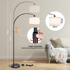 Stehlampe Dimmbar Wohnzimmer Bogenlampe LED E27 Leselampe 60W Beige 160cm-175cm - Bild 1 von 7