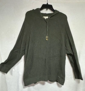Michael Kors Sweatshirt Women's 3X Green Waffle Knit Hoodie Pullover - Picture 1 of 9