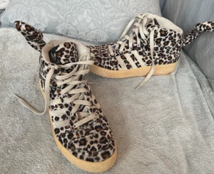 Adidas Jeremy Scott Fuzzy Leopard Print Tail High Top Original kaum getragen 8,5 - Bild 1 von 8