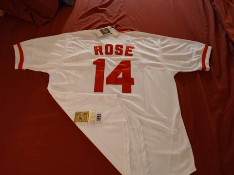 *Vintage *PETE ROSE #14* Reds* Mitchell & Ness Throwback Jersey*(50) NEW w/Tags⚾ Cover