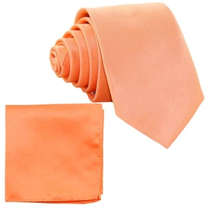 New Polyester Men's 2.5" skinny Neck Tie & hankie formal wedding prom peach - Picture 1 of 3