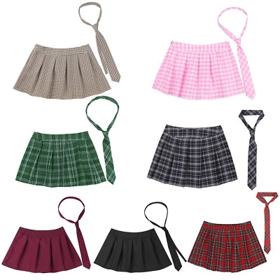 UK Women Pleated Mini Plaid Skirts High Waist A Line Skater Skirt Schoolgirl - Image 1 of 4