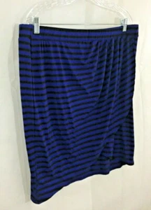 Dressbarn Damenrock blau & schwarz gestreift Wickeloptik Größe 1X neu mit Etikett $ 35 - Bild 1 von 5