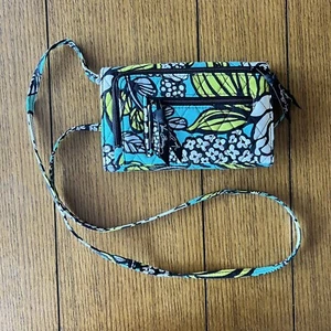Organizador bandolera Vera Bradley billetera ISLAND FLOOMS azul turquesa negro blanco - Imagen 1 de 8