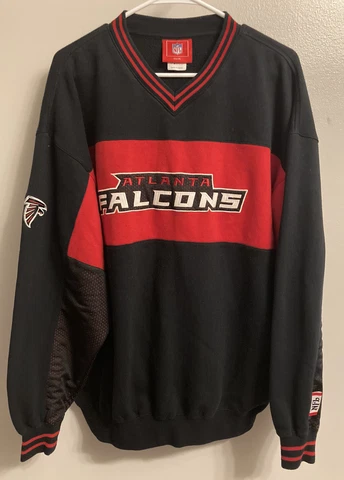 Atlanta Falcons Sweatshirt Men’s XL NFL Sweater Logo Embroidered Pullover V Neck Cover