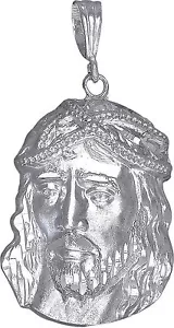 Sterling Silver Jesus Charm Pendant Necklace Diamond Cut Finish with Chain - Picture 1 of 5