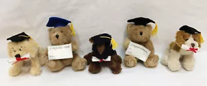 Plush Graduation Bear or Puppy Dog Cap & Diploma Stuffed Animal Gift To From Tag - Picture 1 of 12