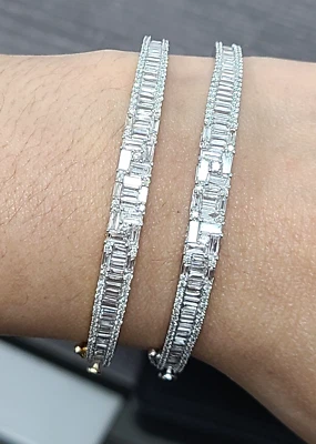 СДЕЛКА! Теннисный браслет 2,05 карата 100% натуральный багет бриллиант золото 14 карат запястье 6,5 дюйма - Изображение 1 из 4