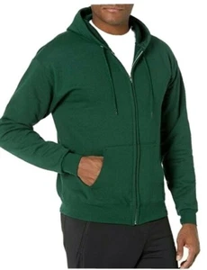 Hanes Men's Full-Zip Eco-Smart Fleece Hoodie 2XL Deep Forest New - Picture 1 of 2