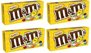 909534 4 X 87.9G BOXES PEANUT M&M'S M&MS CANDY COATED MILK CHOCOLATE SHARE SIZE - Picture 1 of 1