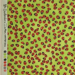 Ladybugs On Green Small Print Dan Morris 2010 RJR Juvenile Cotton Fabric 35" L - Picture 1 of 8